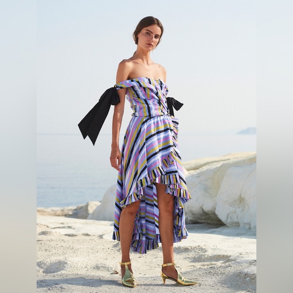 Caroline Constas Dresses & Skirts - Caroline Constas Multicolored Striped Co Ord High Low Skirt w/ Peplum Top (XS)